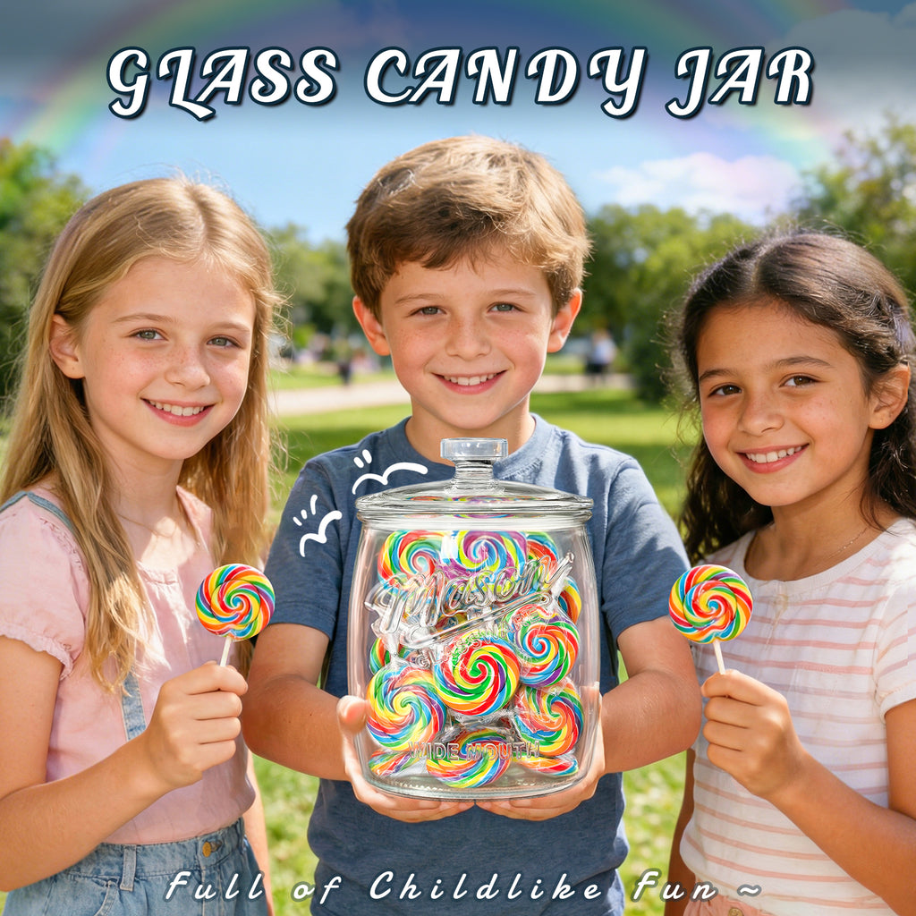 Half Gallon Cookie Jar, Glass Flour Sugar Storage Container for Kitchen Pantry & Laundry Room,Wide Mouth Mason Jar for Sourdough Starter, Candy, Flour, Dog Treats, Coffee