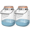2 Pack Square 1 Gallon Glass Jar with Airtight Lid, Large Mason Jars Wide Mouth 128 Oz with Scale Marks & Handle, Glass Storage Containers with Anti-slip Base for Flour, Oat
