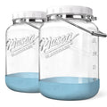 2 Pack 1.5 Gallon Glass Jar With Airtight Lid, Large Mason Jars Wide Mouth with Scale Marks, Big Glass Storage Containers with Heavy-duty Handles & Non-slip Bases - for Flour, Pickling