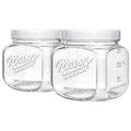 2 Pack Glass Cookie Jar with Airtight Lid, Half Gallon Mason Jar Wide Mouth for Food Storage, Flour, Sugar, Pasta, Sourdough - Square Glass Storage Containers with Marks