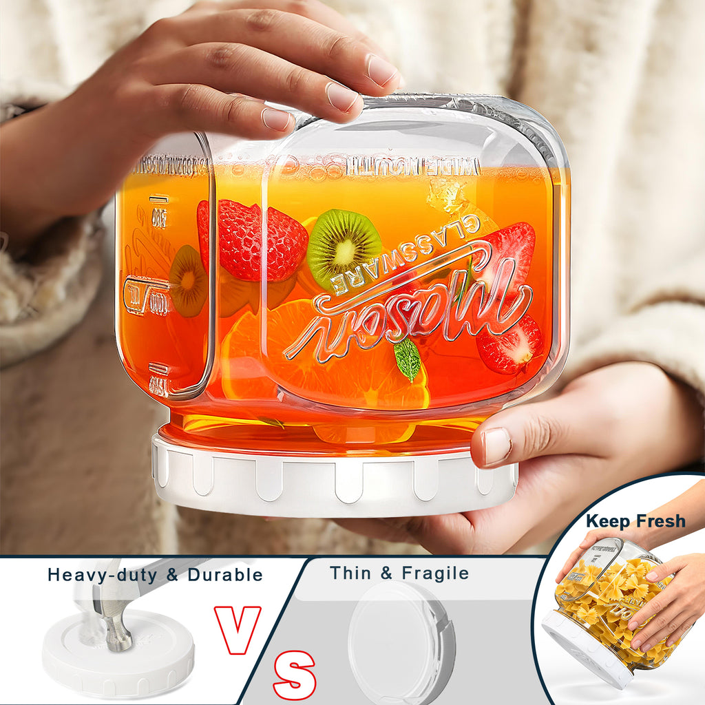 2 Pack Glass Cookie Jar with Airtight Lid, Half Gallon Mason Jar Wide Mouth for Food Storage, Flour, Sugar, Pasta, Sourdough - Square Glass Storage Containers with Marks