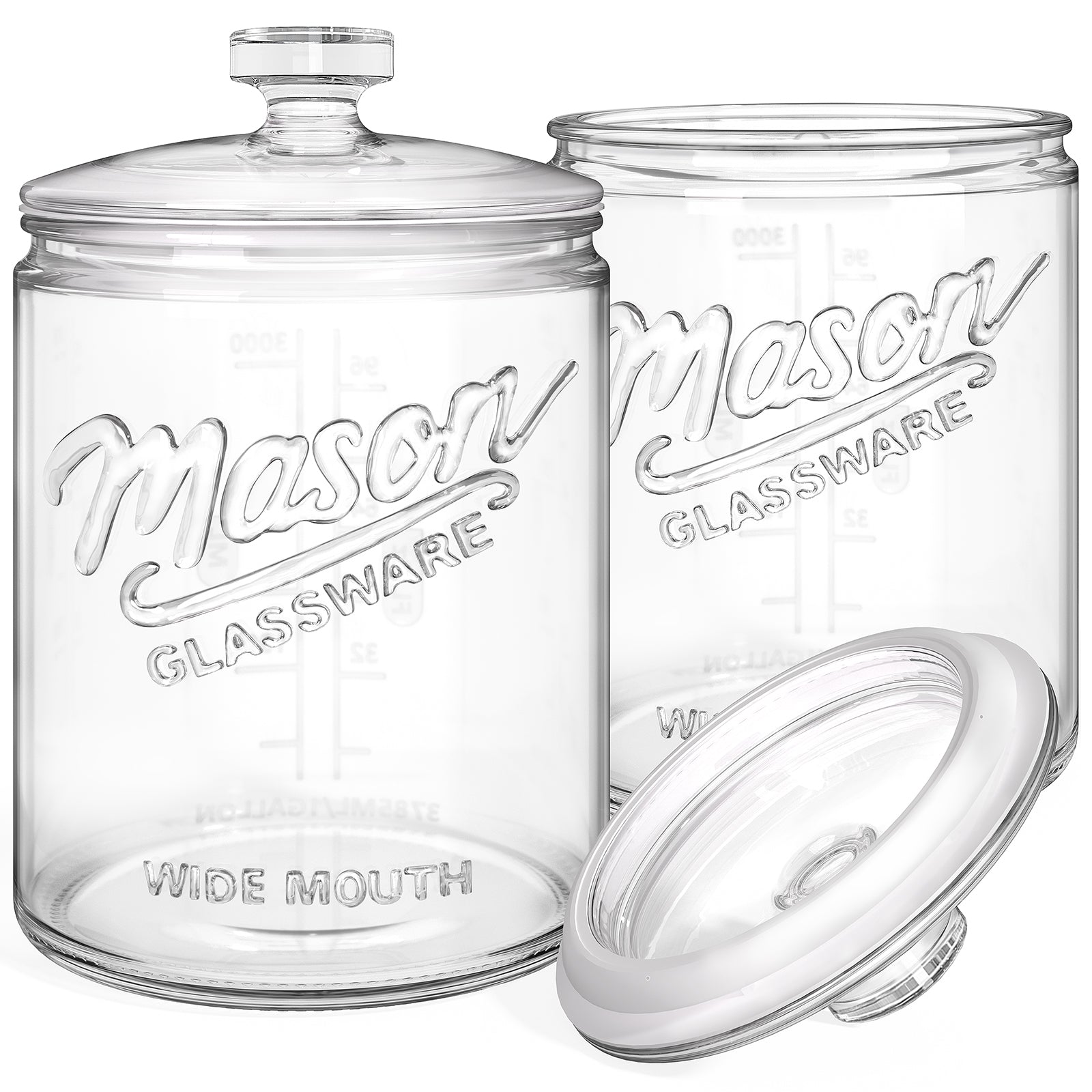 2 Pack 1 Gallon Glass Cookie Jar with Lid, Glass Canisters for Pantry Organizers & Storage, Wide Mouth Mason Jar for Flour Sugar, Sourdough Starter, Coffee, Dog Treat, Apothecary, Laundry Room