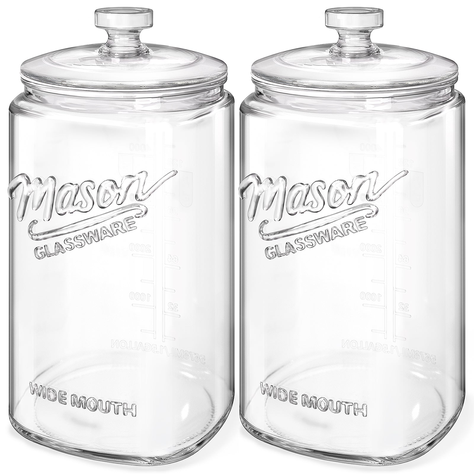 2 Pack 1.5 Gallon Glass Cookie Jar with Lid, Glass Canisters for Pantry Organizers & Storage, Wide Mouth Mason Jar for Flour Sugar, Sourdough Starter, Coffee, Dog Treat, Apothecary, Laundry Room