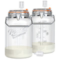 1 Gallon Fermentation Jars with Airlocks, 2 Pcs Wide Mouth Glass Jars with Airtight Lids, Stainless Steel Handle, Non-Slip Silicone Base for Pickle, Mead, Kimchi, Food Storage