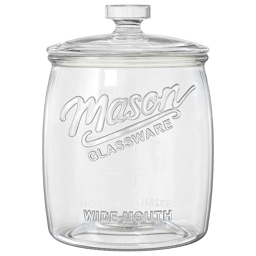 Half Gallon Cookie Jar, Glass Flour Sugar Storage Container for Kitchen Pantry & Laundry Room,Wide Mouth Mason Jar for Sourdough Starter, Candy, Flour, Dog Treats, Coffee