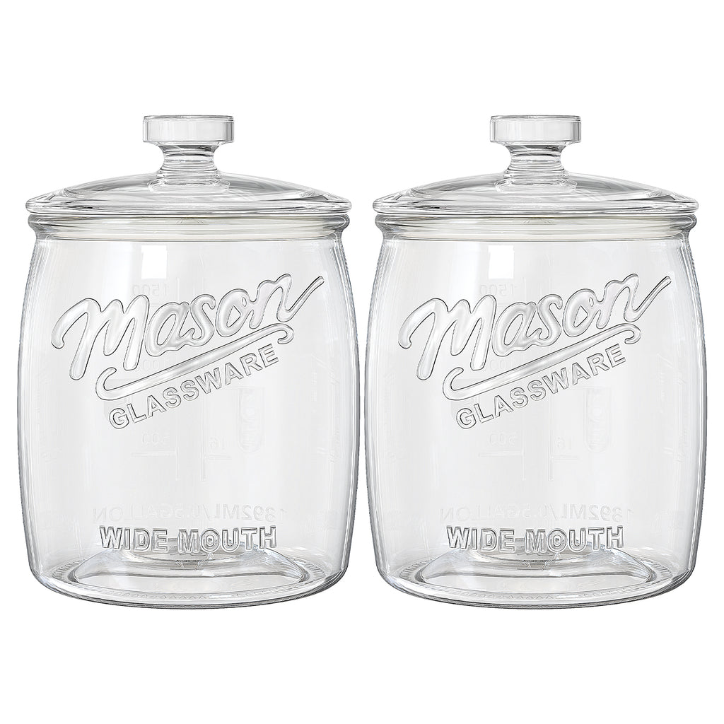 2 Pack Cookie Jar, Half Gallon Glass Jar with Airtight Lids for Cookies, Candy, Flour, Dog Treats, Coffee, Laundry Room Storage & Pantry, Wide Mouth Mason Jar for Sourdough Starter