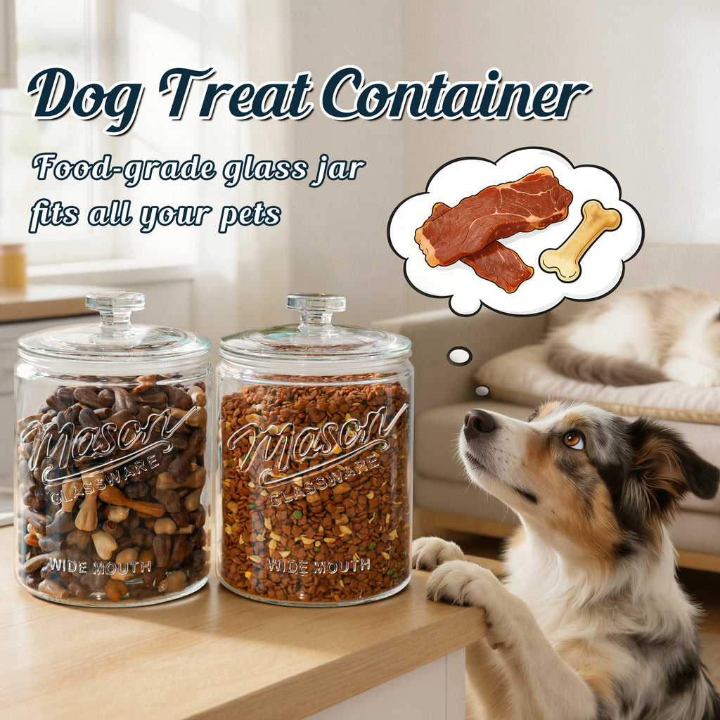 2 Pack 1 Gallon Glass Cookie Jar with Lid, Glass Canisters for Pantry Organizers & Storage, Wide Mouth Mason Jar for Flour Sugar, Sourdough Starter, Coffee, Dog Treat, Apothecary, Laundry Room