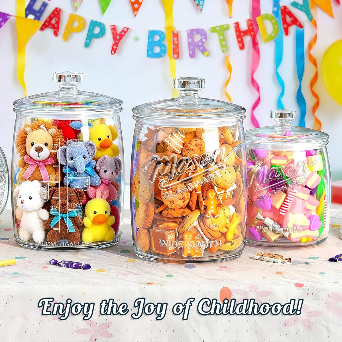 2 Pack Cookie Jar, Half Gallon Glass Jar with Airtight Lids for Cookies, Candy, Flour, Dog Treats, Coffee, Laundry Room Storage & Pantry, Wide Mouth Mason Jar for Sourdough Starter