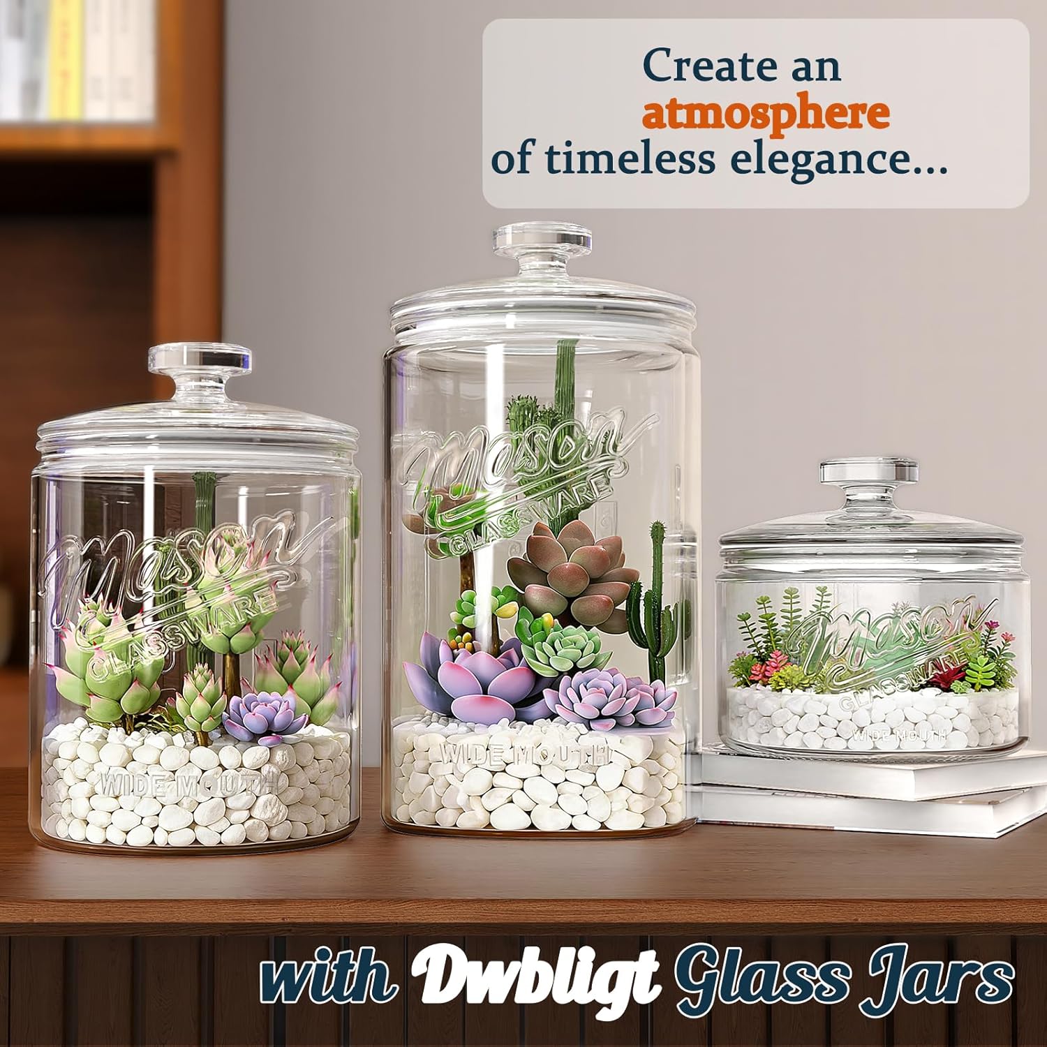 1.5 Gallon Glass Cookie Jar with Lid, Glass Canisters for Pantry Organizers & Storage, Wide Mouth Mason Jar for Flour Sugar, Sourdough Starter, Coffee, Dog Treat, Apothecary, Laundry Room