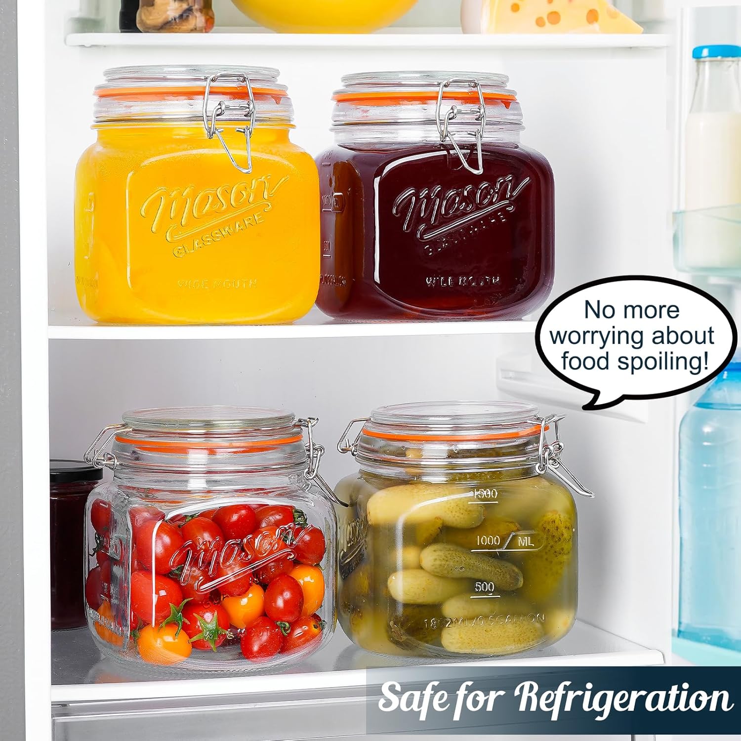 Dwbligt 2 Pack Half Gallon Mason Jar with Hinged Lid, Wide Mouth Glass Canisters for Food Storage, Cookie, Flour, Candy, Coffee, Pickle - 64 Oz Glass Jar with Lid